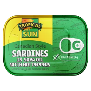 Canadian-Style Sardines in Soya Oil with Hot Peppers