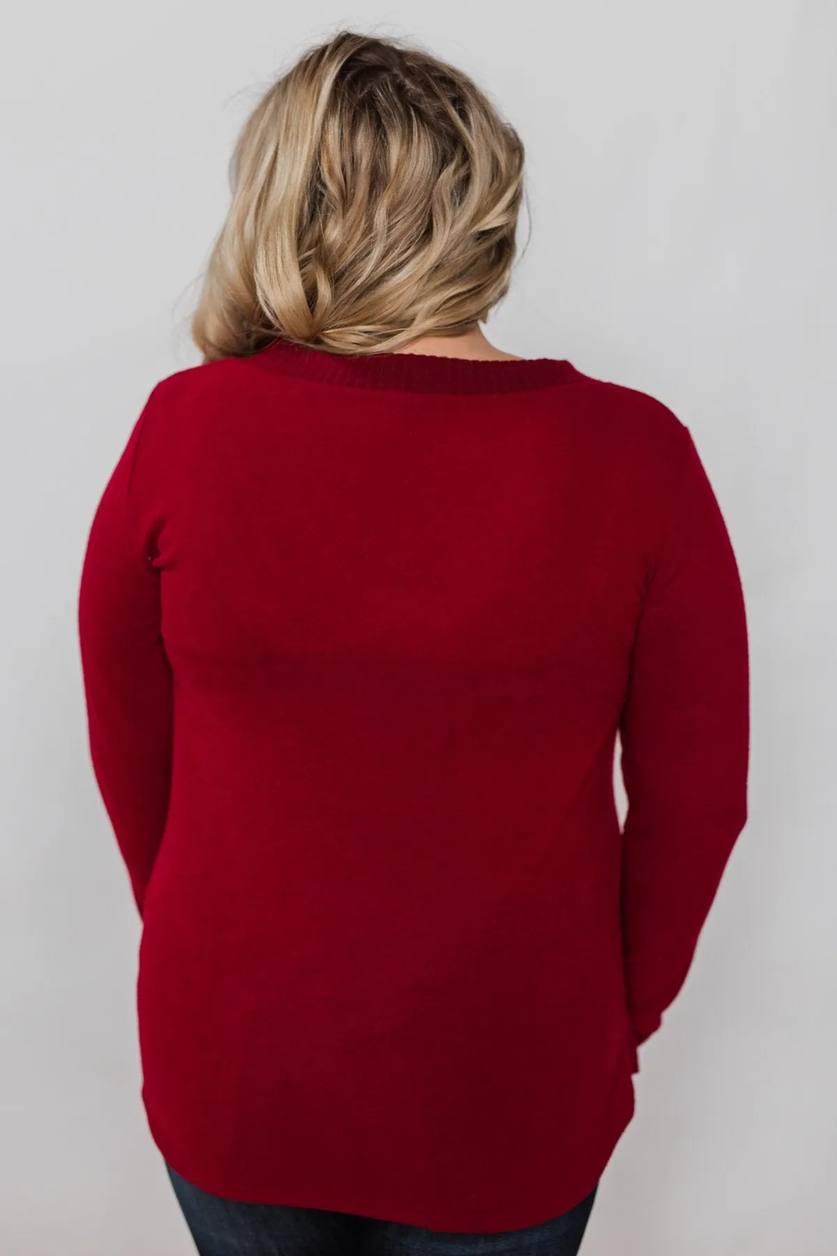 Can't Forget You V-Neck Top- Ruby