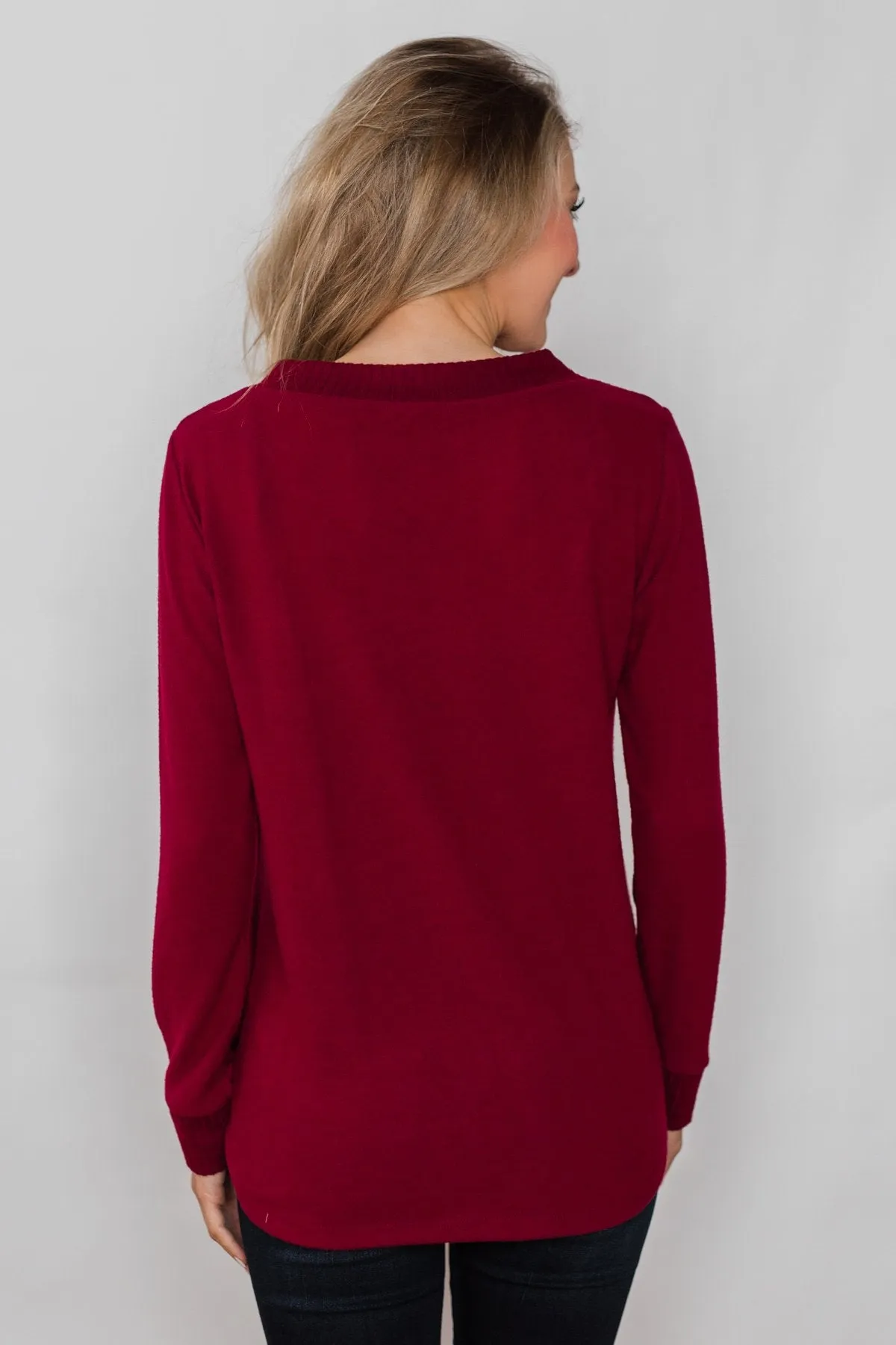 Can't Forget You V-Neck Top- Ruby