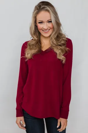 Can't Forget You V-Neck Top- Ruby