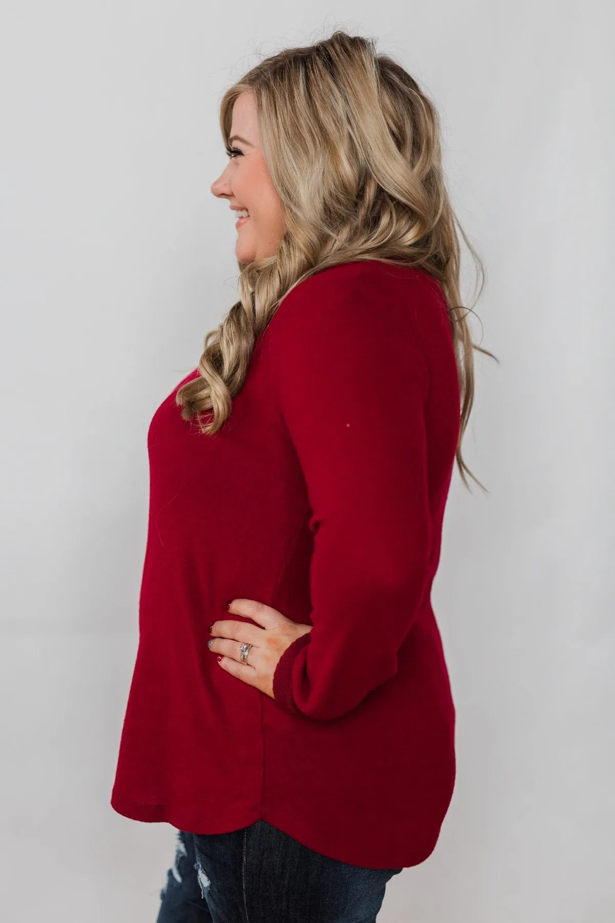 Can't Forget You V-Neck Top- Ruby