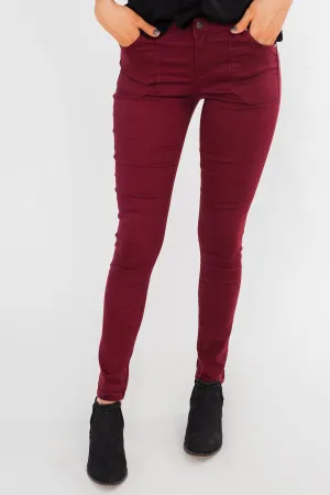 Celebrity Pink Ankle Skinny Jeans- Burgundy