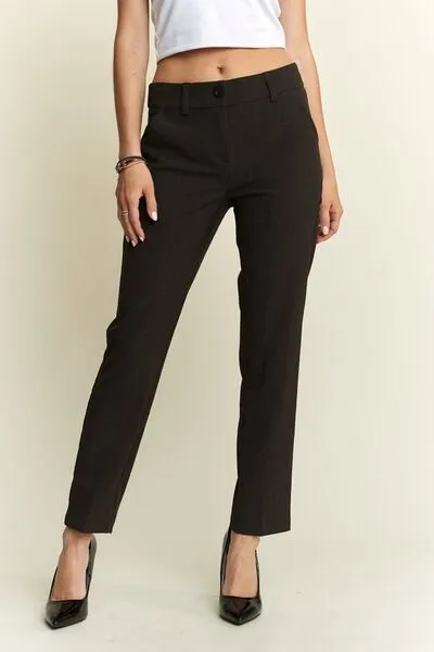 Charcoal Grey Zipper Skinny 2 Pockets Pants