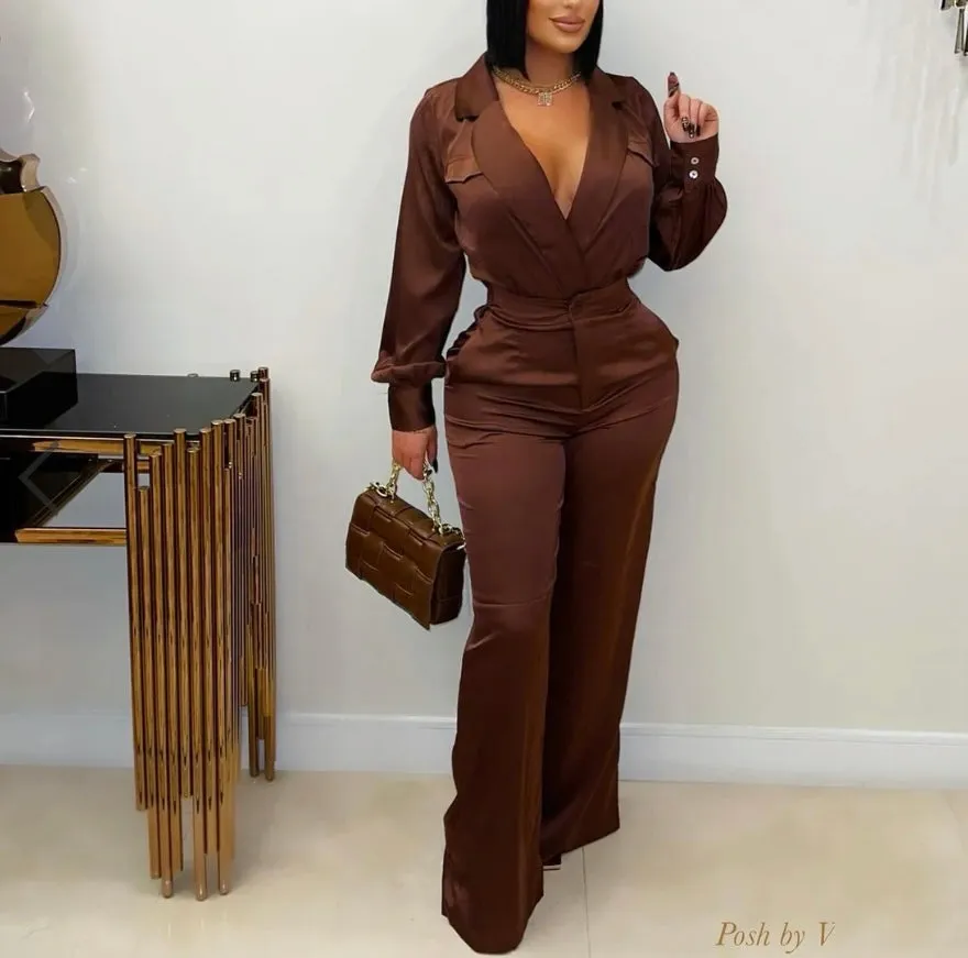 Chocolate Baddie Satin Set