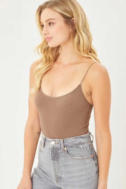 Cocoa Brown Ribbed Bodysuit