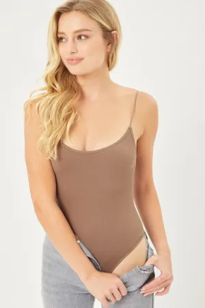 Cocoa Brown Ribbed Bodysuit