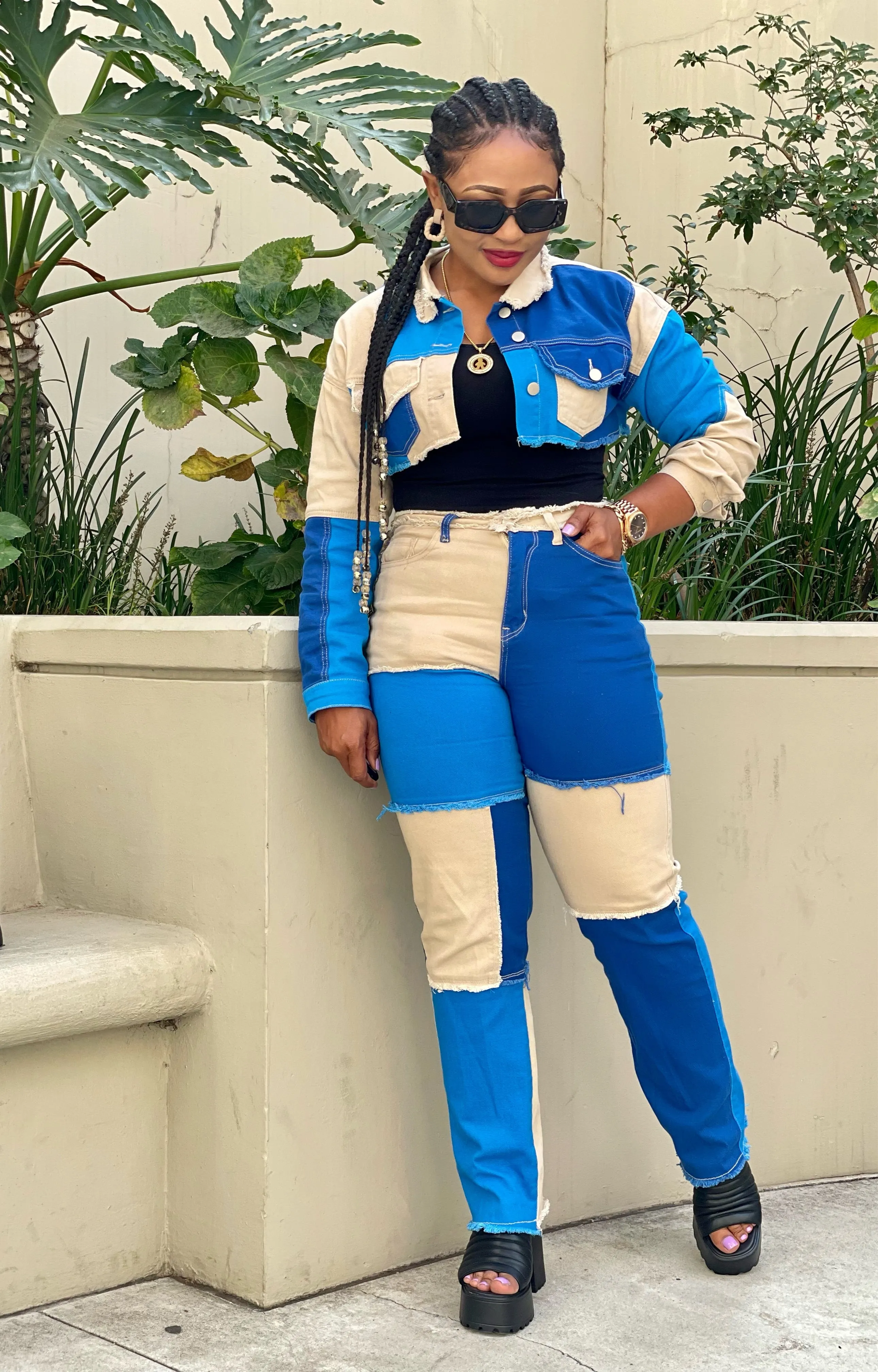 Color Block Patchwork Pants