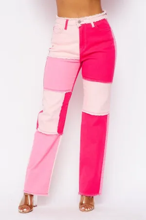 Color Block Patchwork Pants
