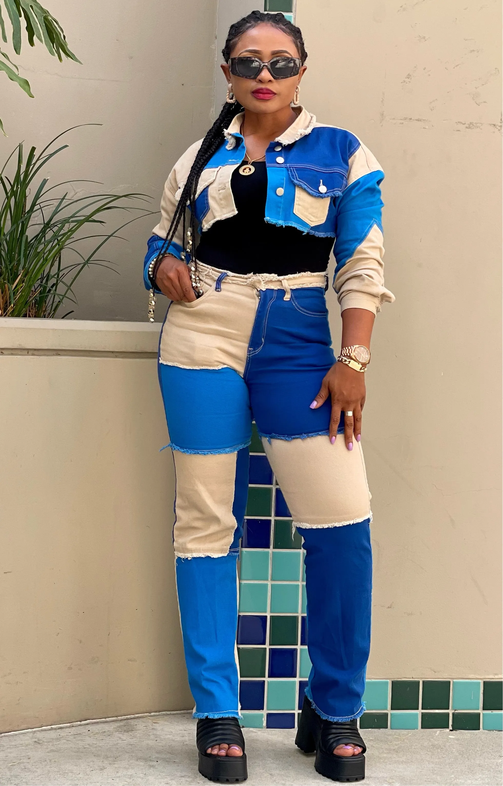 Color Block Patchwork Pants