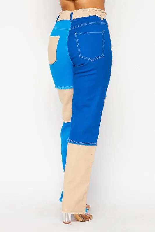 Color Block Patchwork Pants