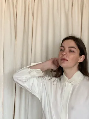 Cream satin buttoned blouse