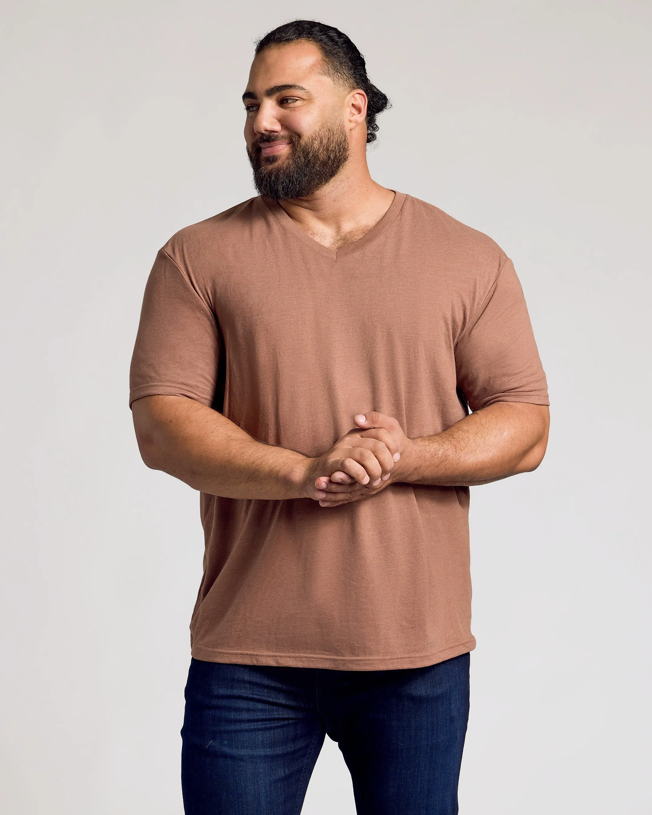 Dark Heather Sepia V-Neck Tee