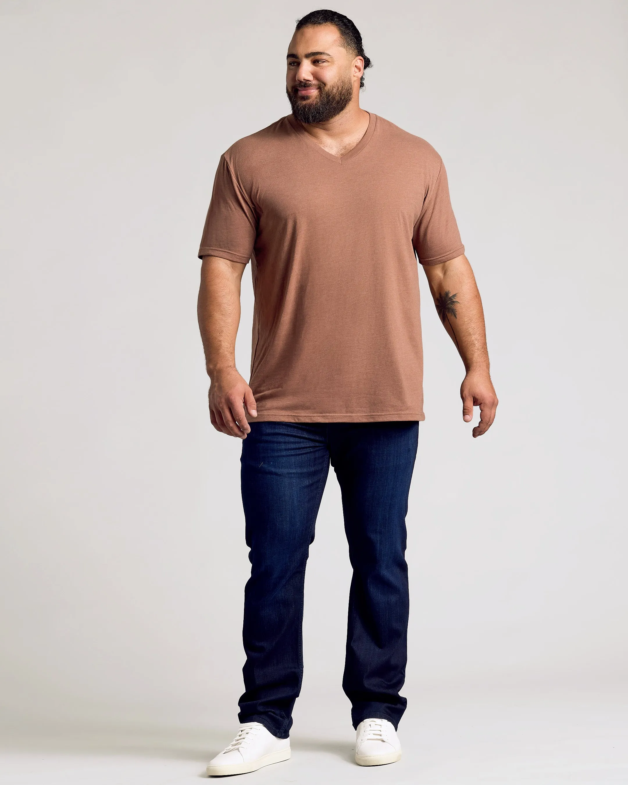 Dark Heather Sepia V-Neck Tee