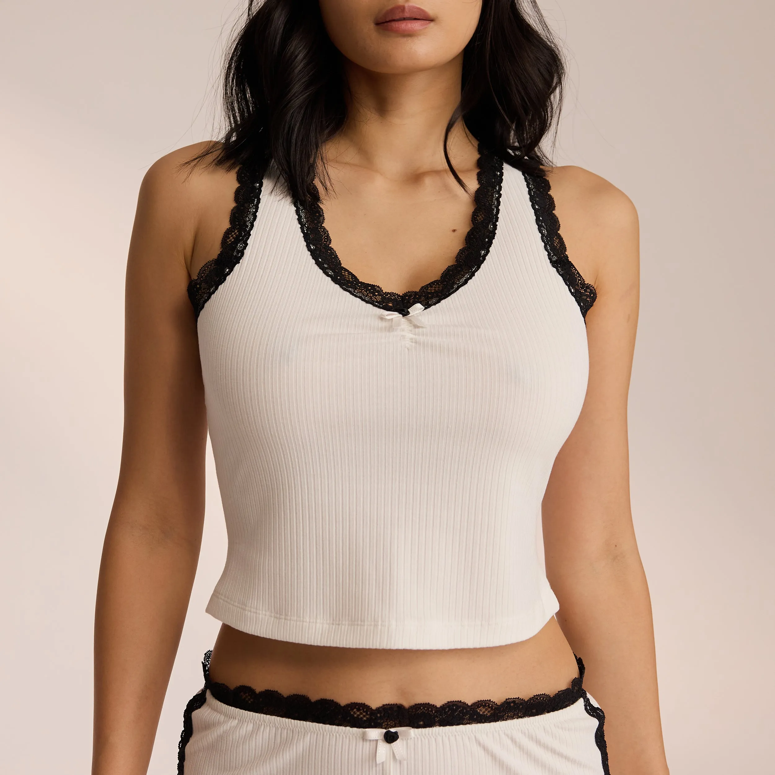 Débardeur de Pyjama en Dentelle - Blanc