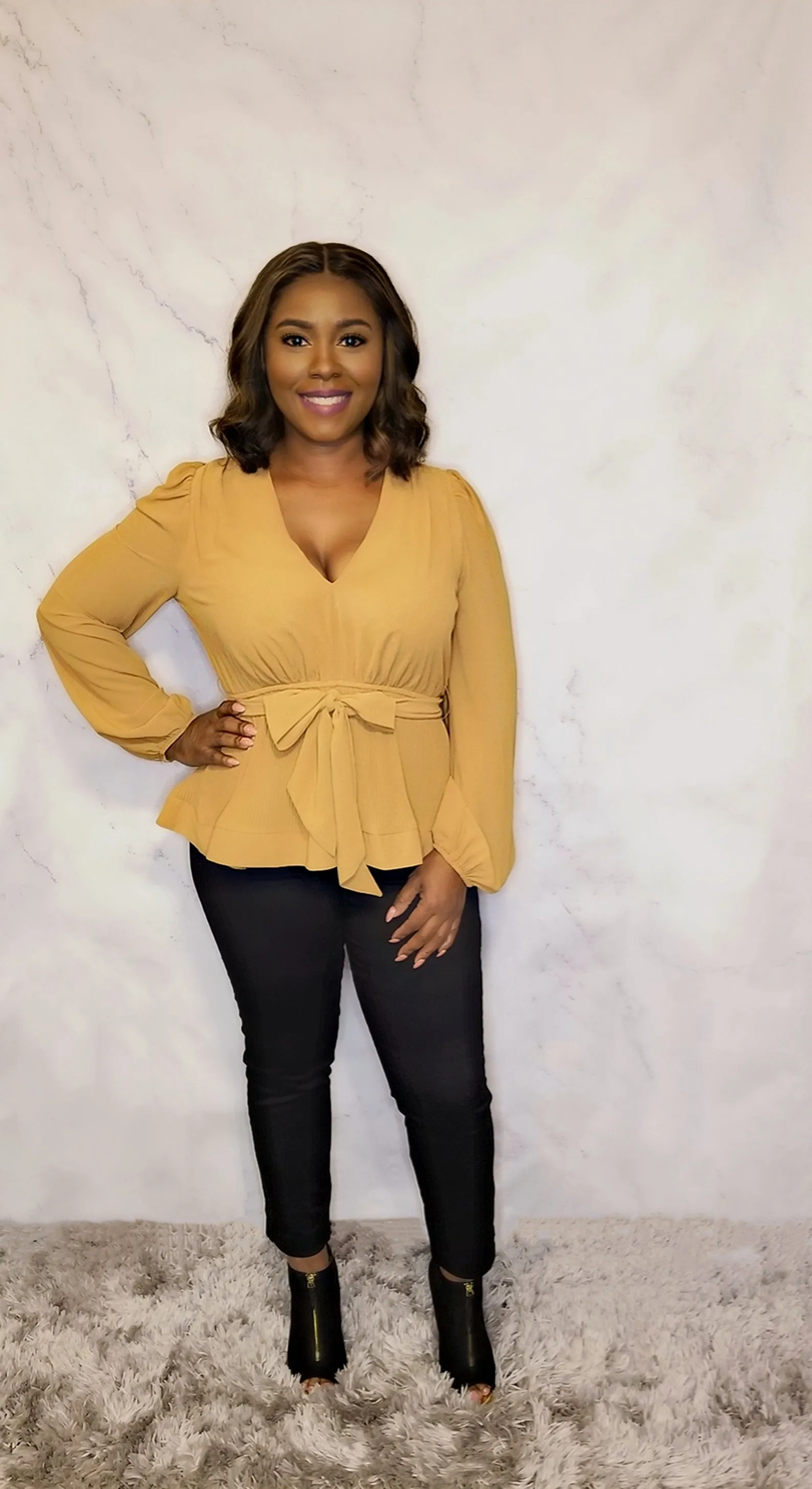 Deep V-Neck Chiffon Blouse
