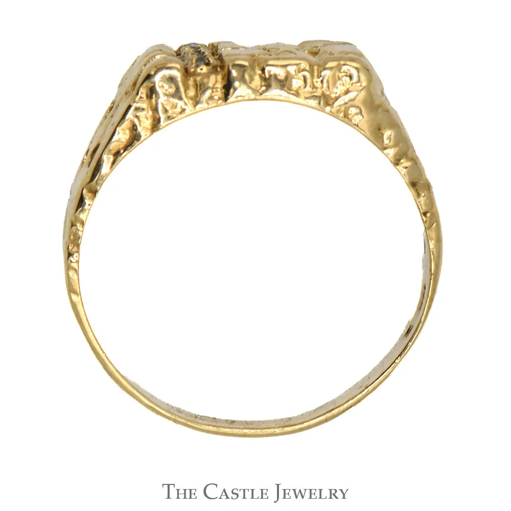 Diamond Accented Nugget Designed Ring in 10k Yellow Gold