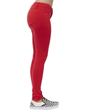 Dickies Girl Juniors' Mock 5-Pocket Super Skinny Pants | Black, Red