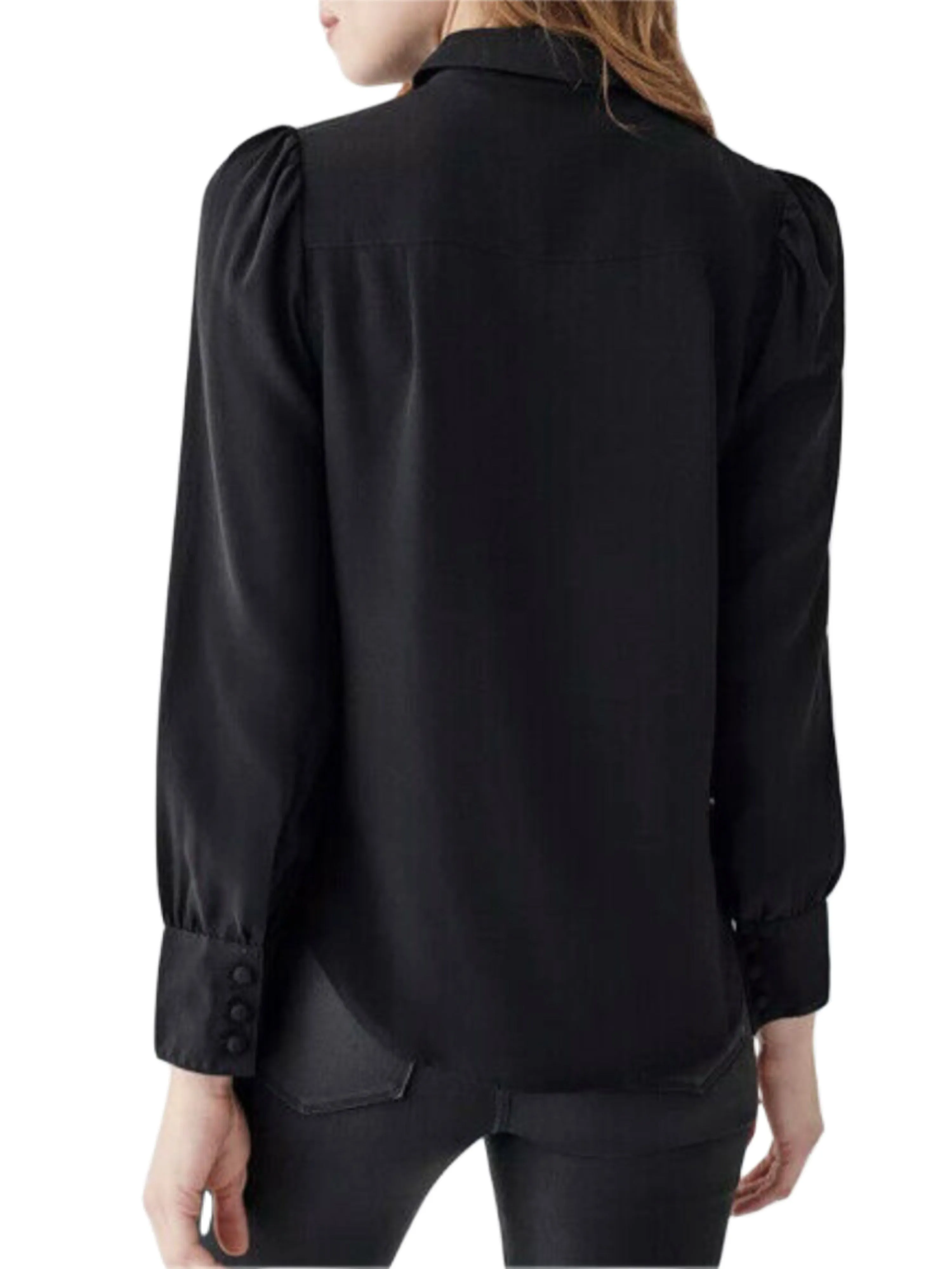 DL1961 Women's Black Marianna Hewitt Button Down Silk Blouse Size M NWT