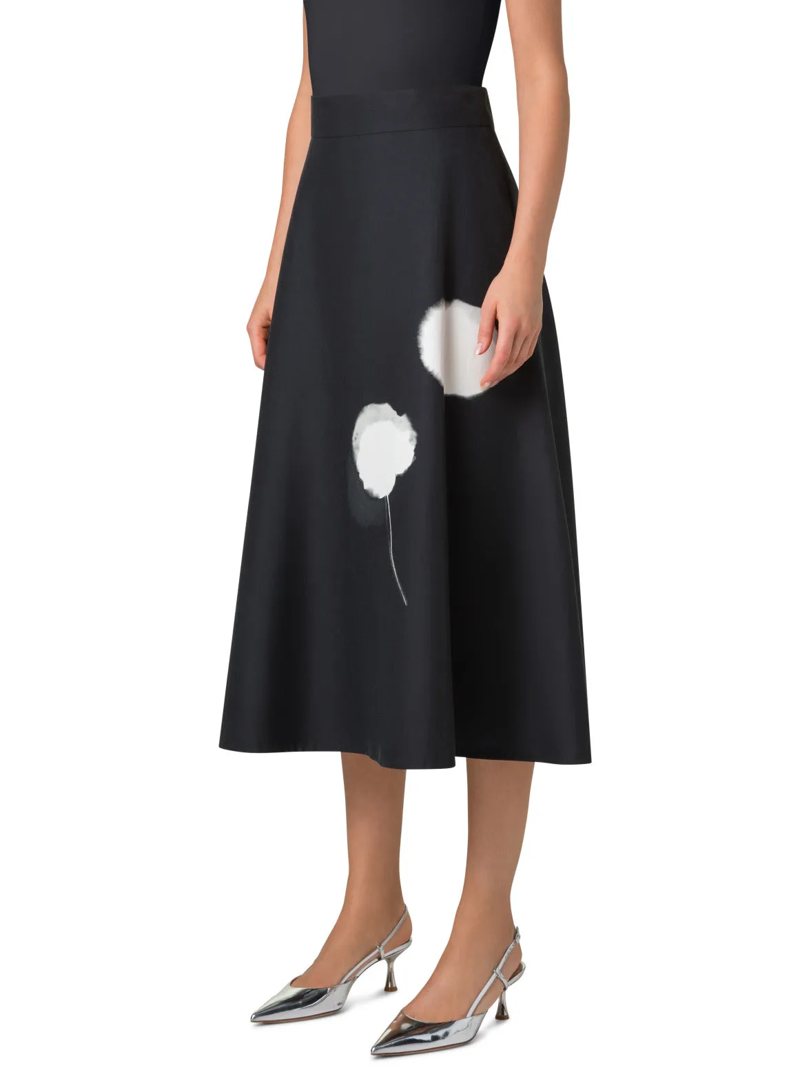 Double-Face Midi Skirt with Dandelion Print