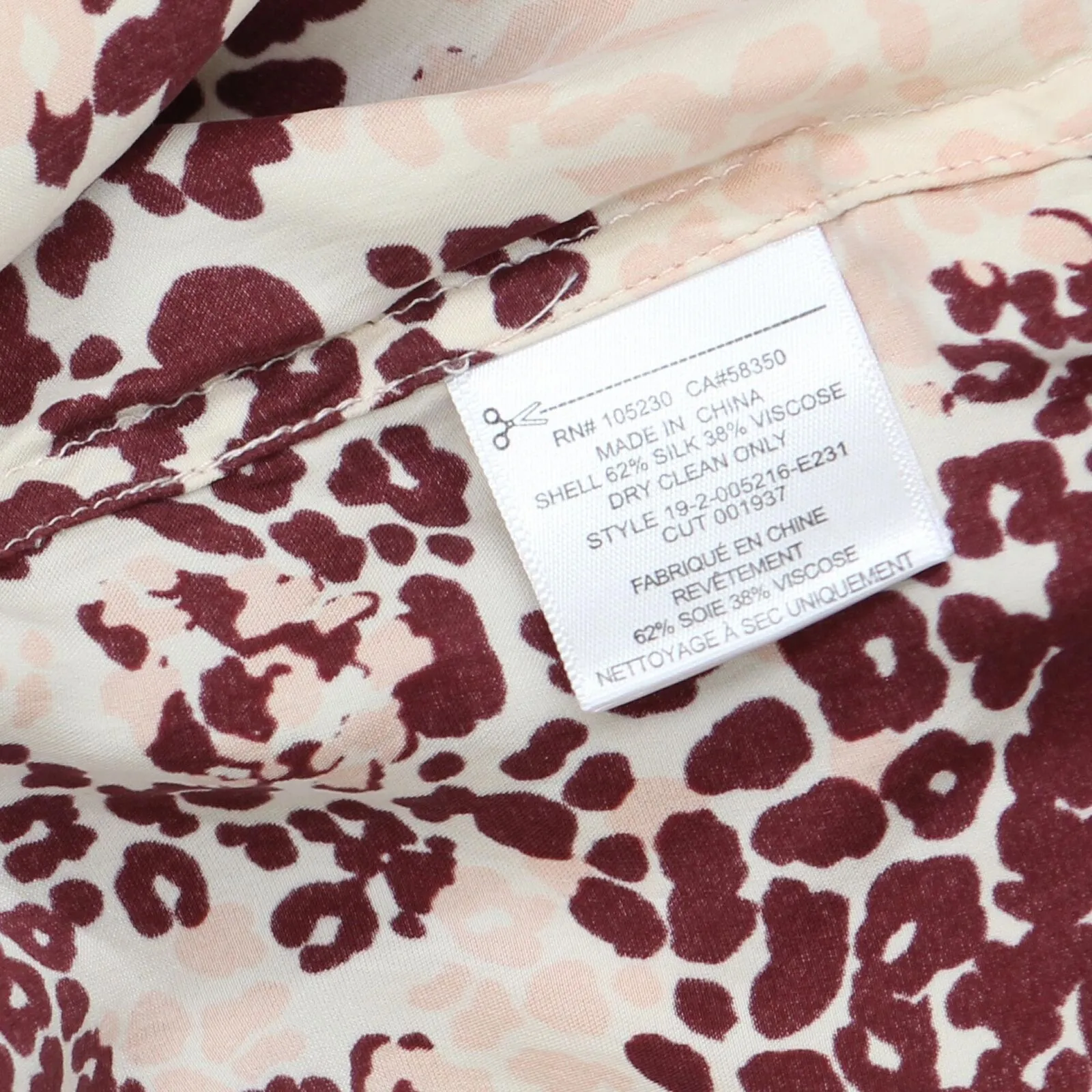 Equipment Womens Button Up Silk Animal Print Long Sleeve Shirt Pink Leopard XS