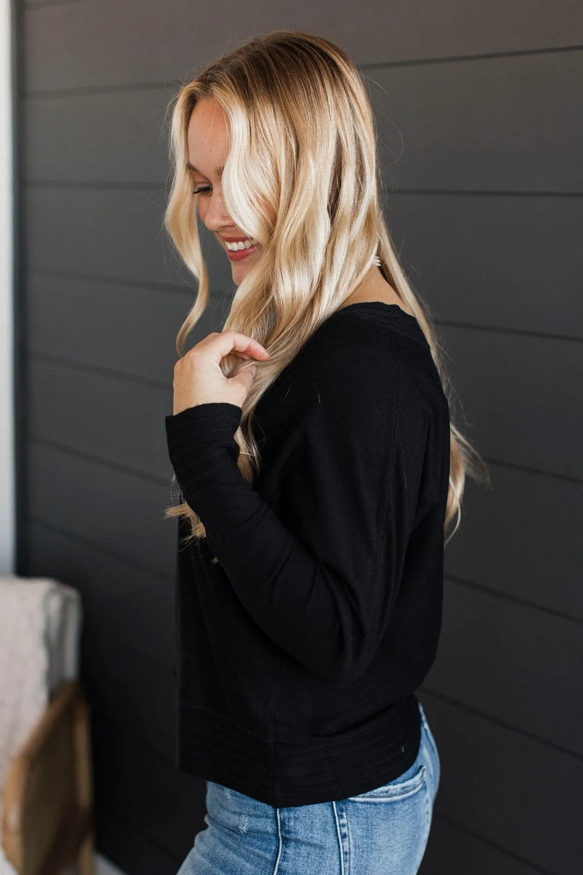 Favorite Times V-Neck Sweater- Black