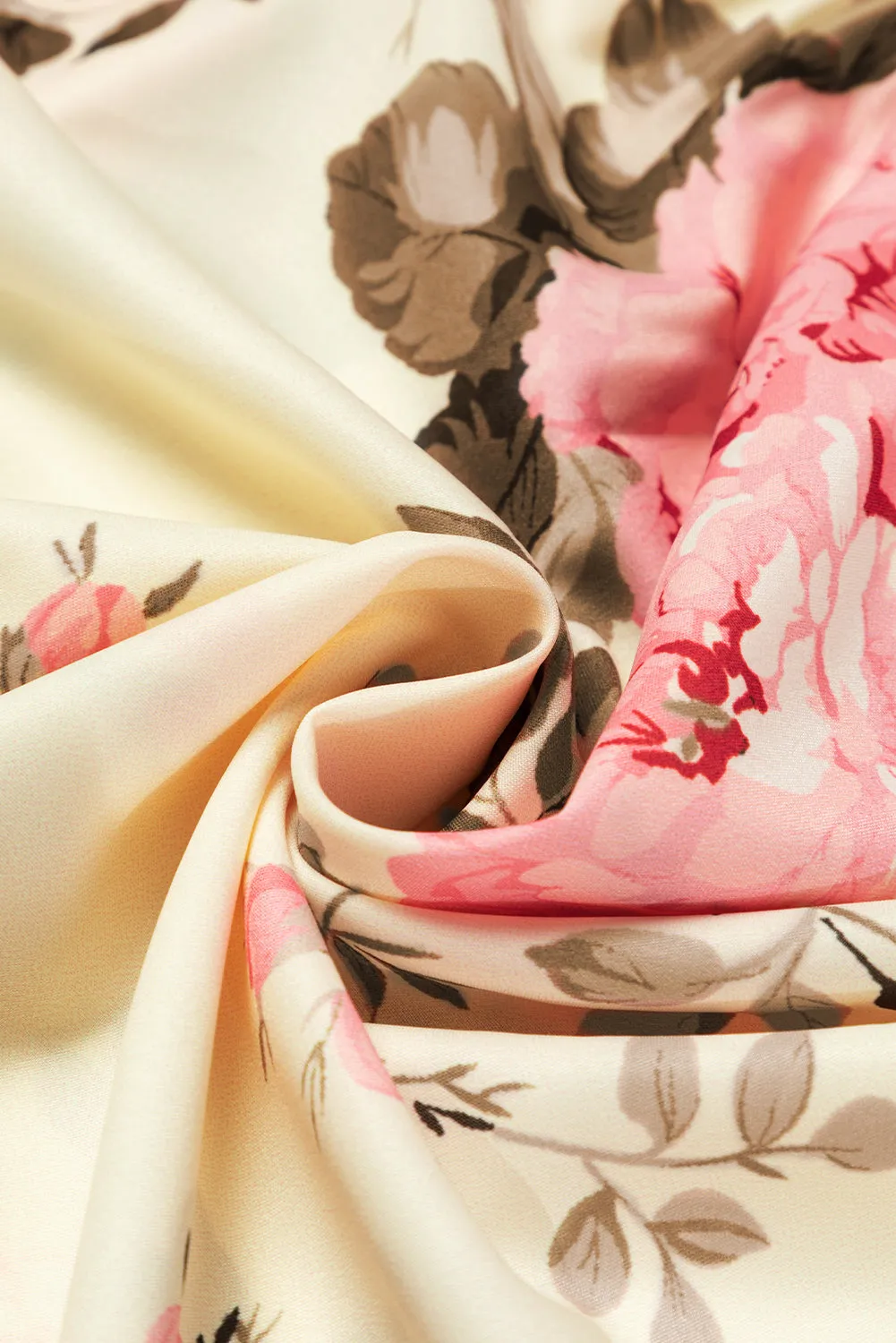 Floral Print Lantern Sleeve V-Neck Blouse