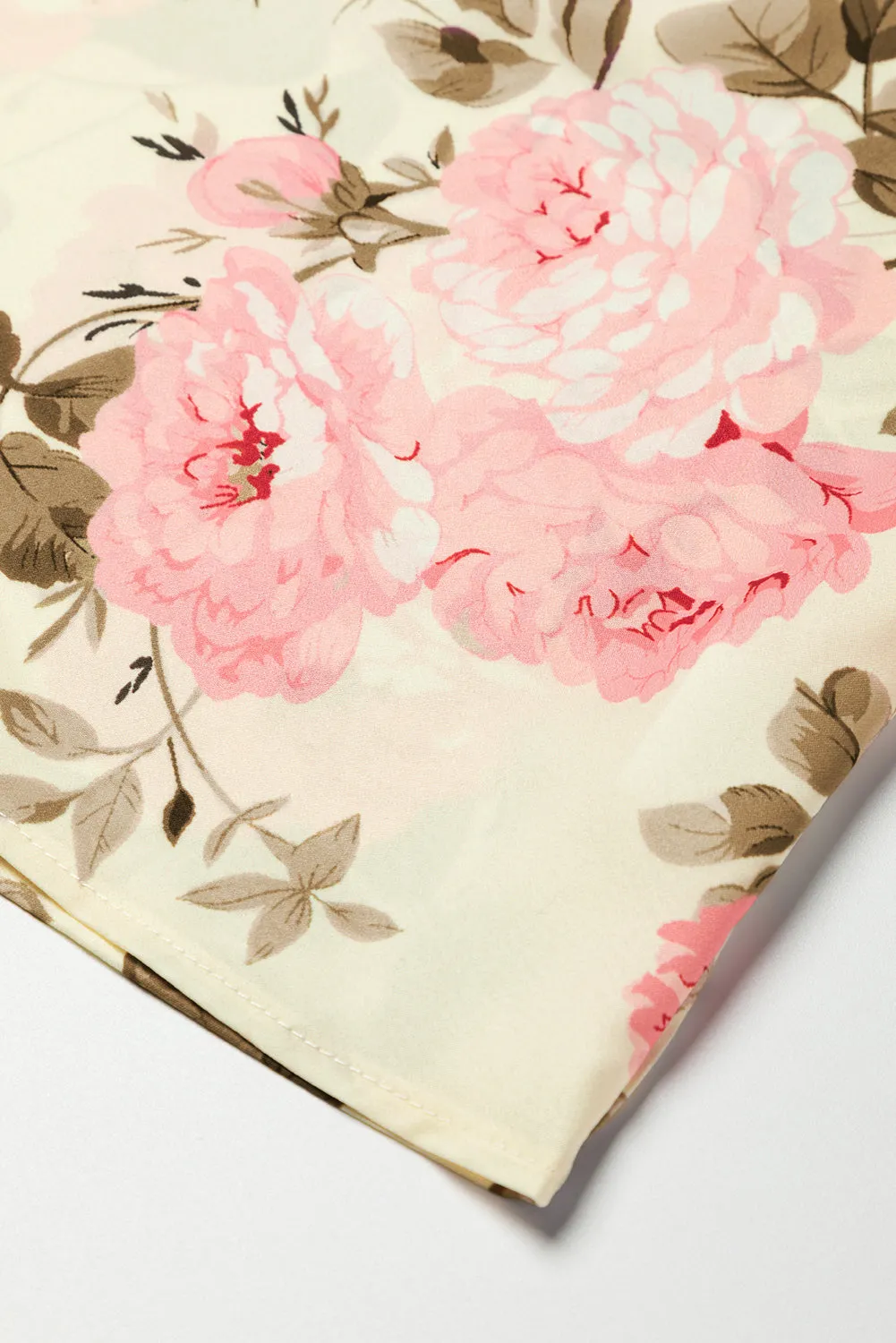 Floral Print Lantern Sleeve V-Neck Blouse