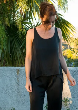 Frankie Tank in Black Silk