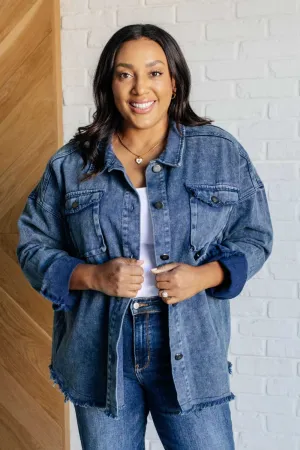 Frayed Hem Denim Shacket