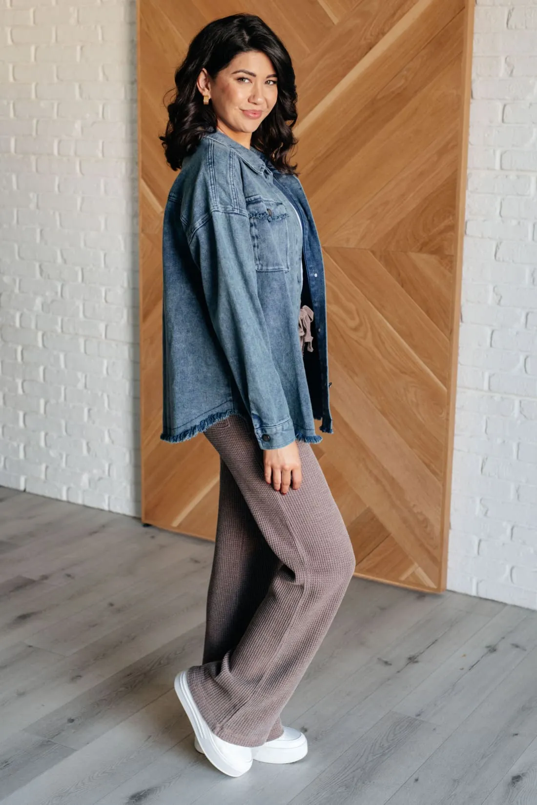 Frayed Hem Denim Shacket