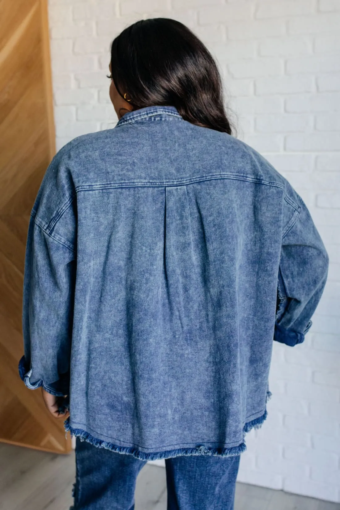 Frayed Hem Denim Shacket