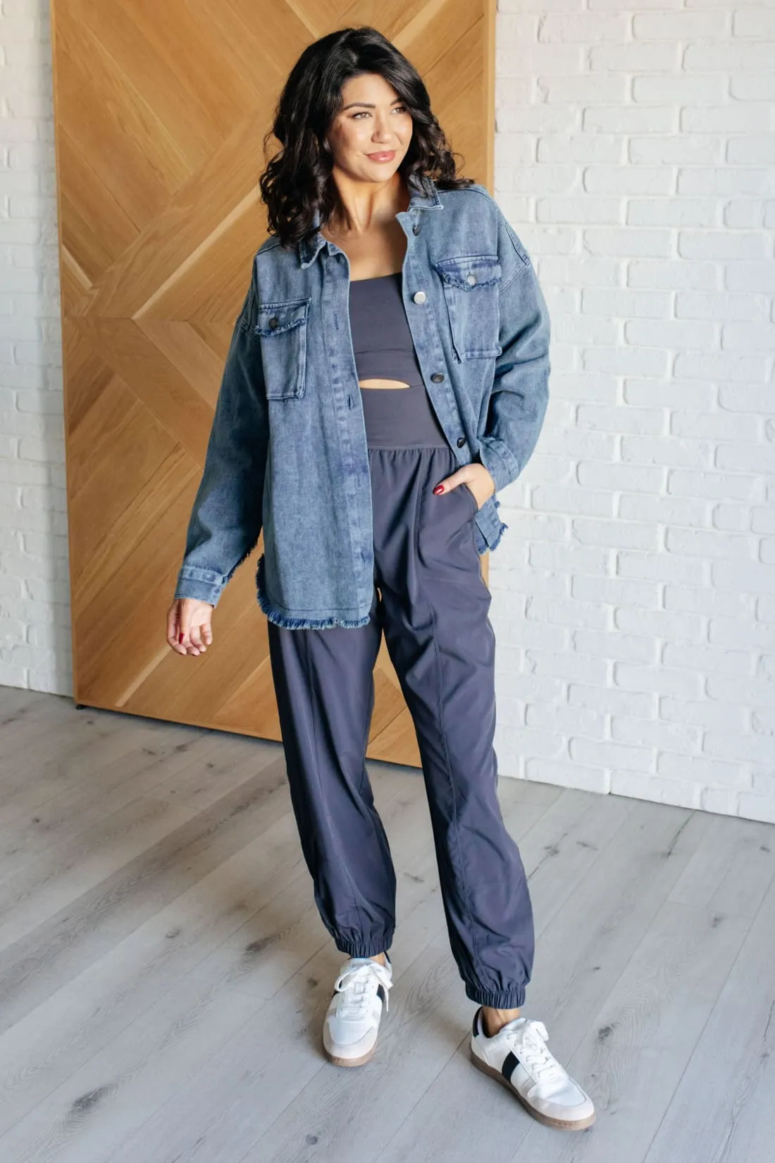 Frayed Hem Denim Shacket