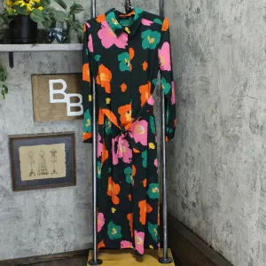 G by Giuliana Women's Button-Down Duster Shirt Dress Jade Floral Large