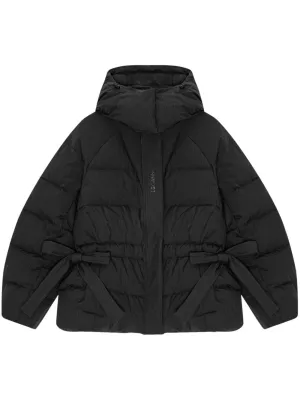 Ganni Tech Seersucker Oversized Puffer Jacket in Black 099