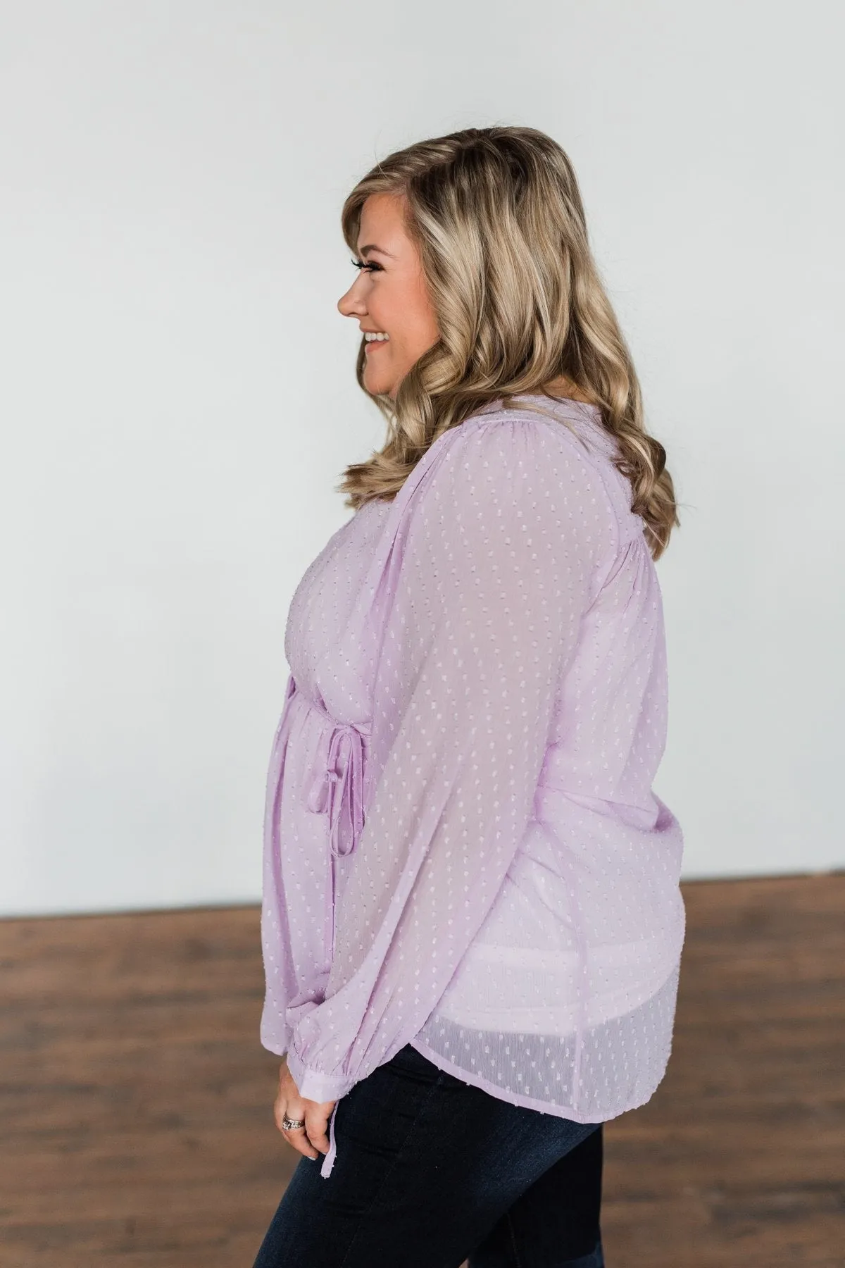 Get Together V-Neck Tie Blouse- Lilac