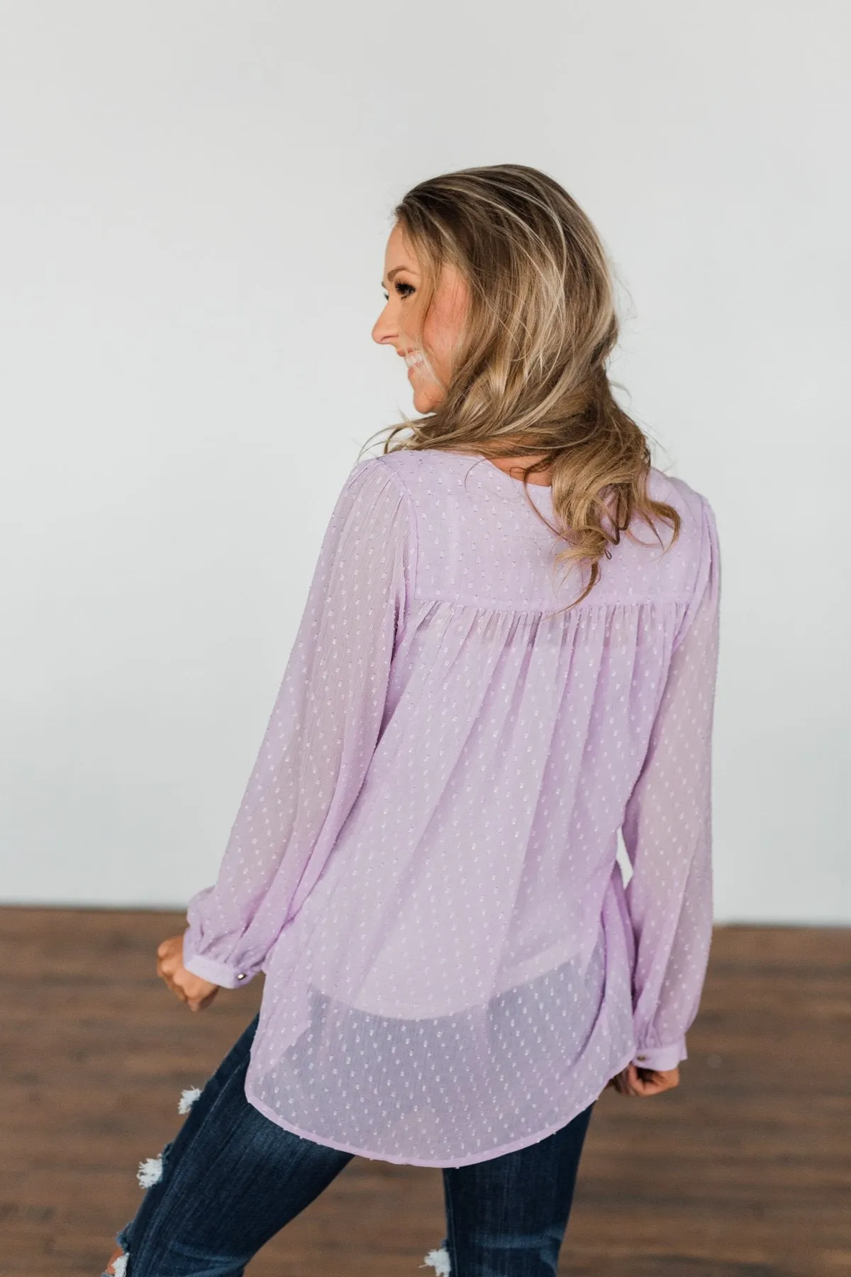 Get Together V-Neck Tie Blouse- Lilac