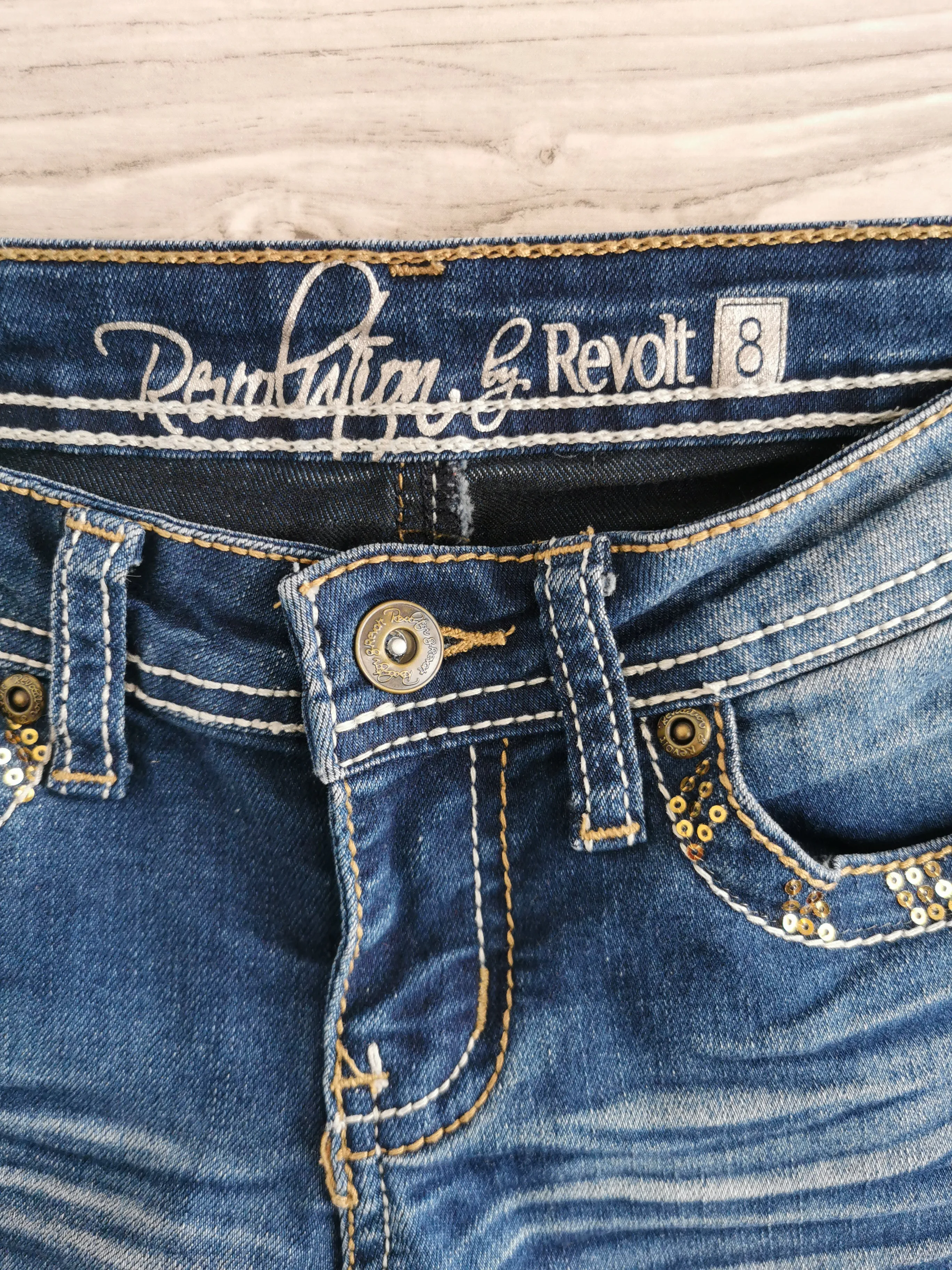 GIRL SIZE 8 YEARS - REVOLUTION By Revolt, Embellished Skinny Jeans EUC B55