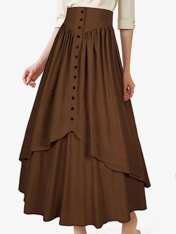 Gothic Lolita SK Ruffles Coffee Brown Lolita Skirts