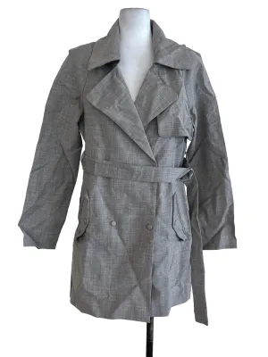 Grey Plain Belted Coat