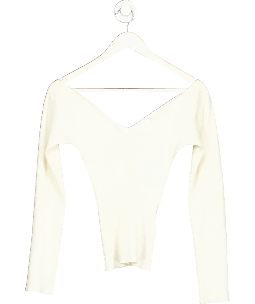 H&M Cream Rib Sweetheart neck Top UK XS
