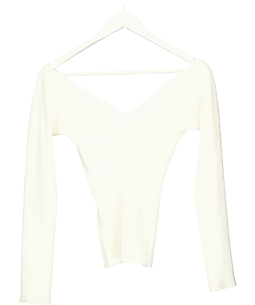 H&M Cream Rib Sweetheart neck Top UK XS