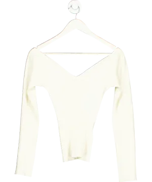 H&M Cream Rib Sweetheart neck Top UK XS