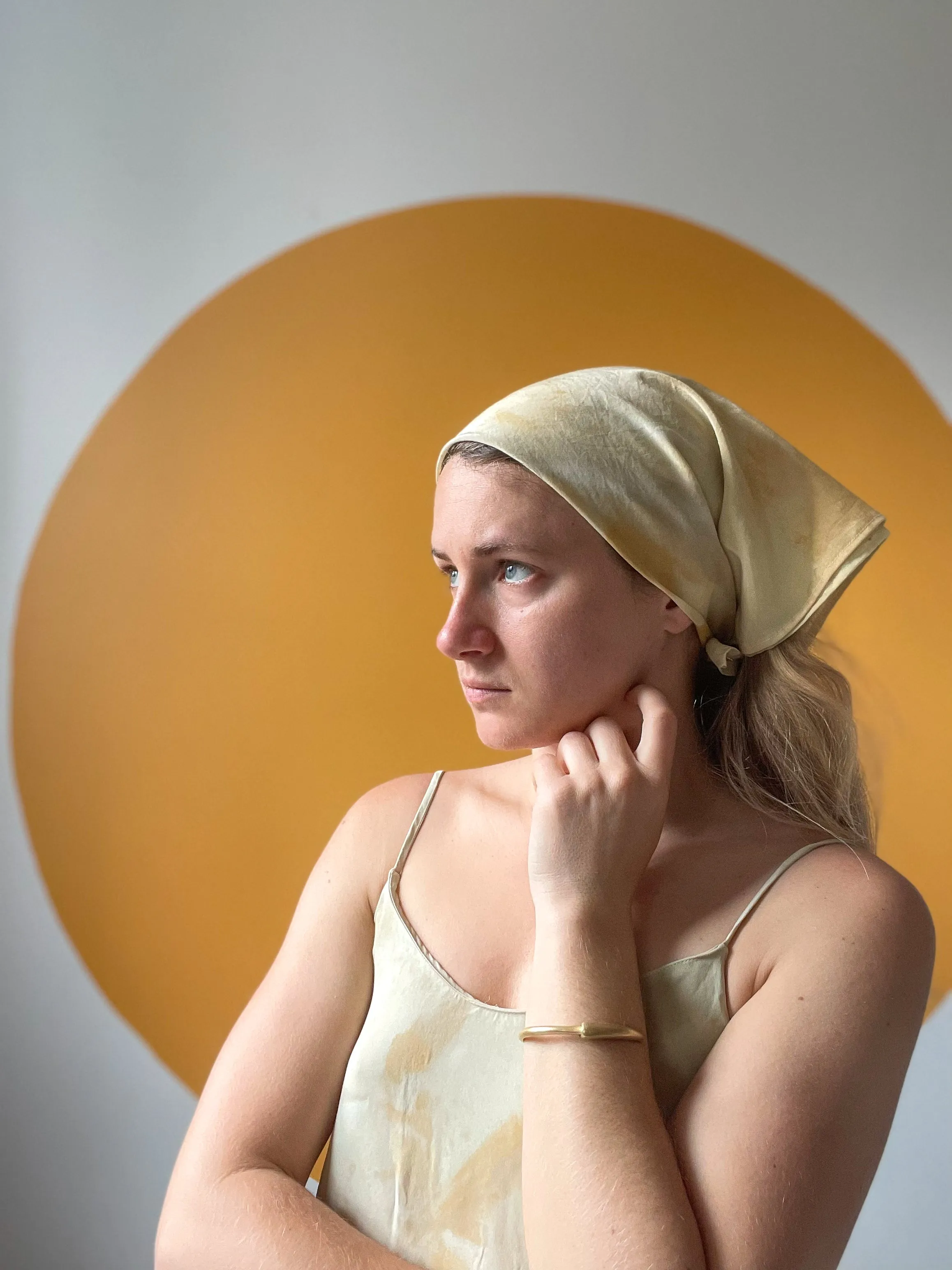 Hand-Dyed & Painted Silk Scarf - Carrot Top