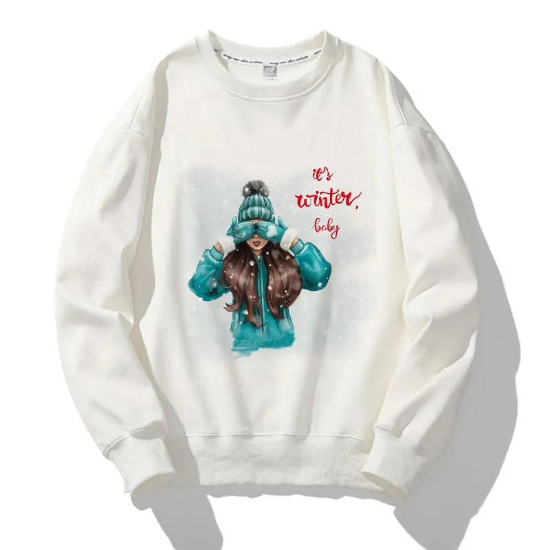 Happy Christmas O-Neck White Sweater L