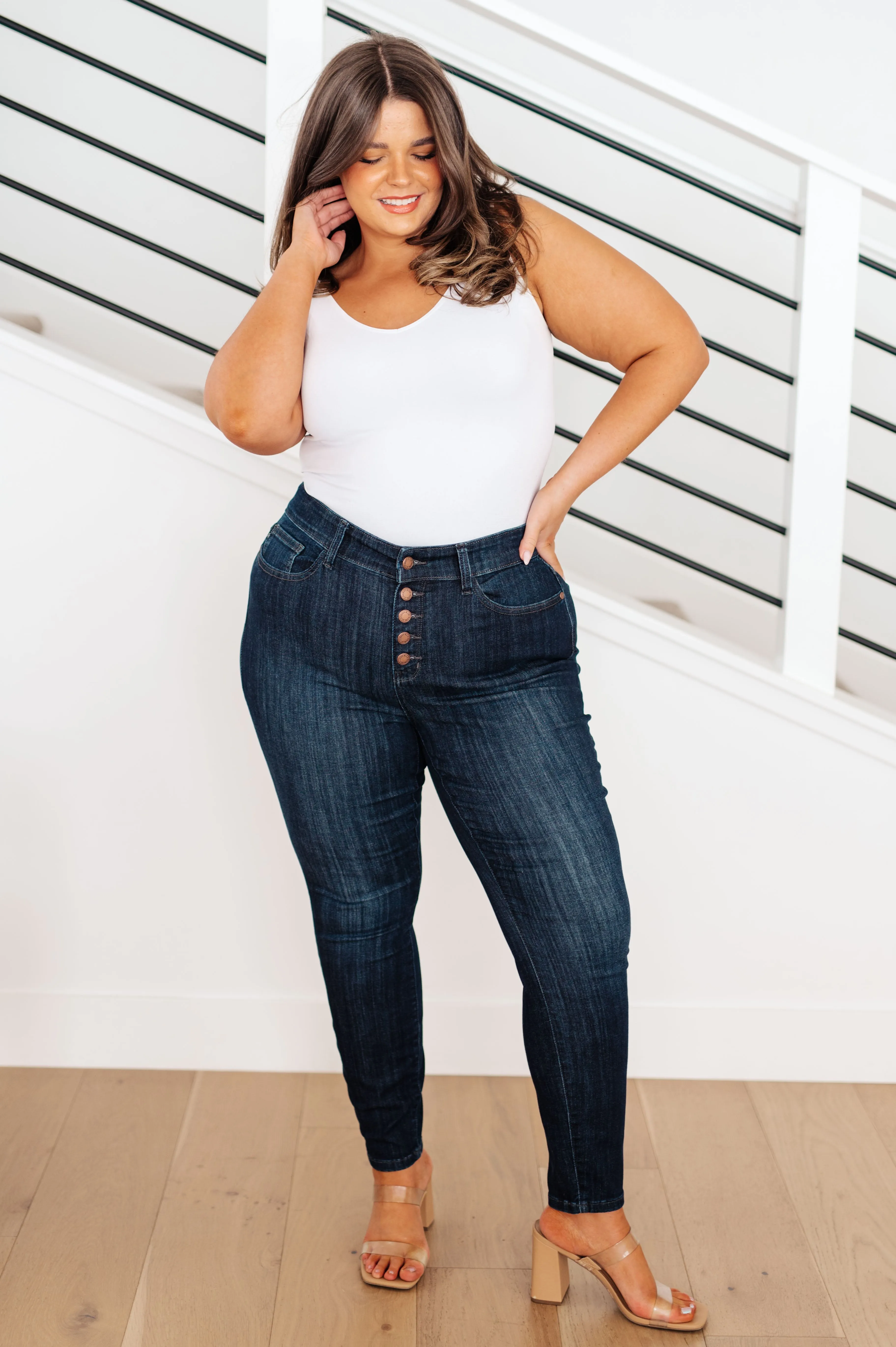 Hazel Blues® |  Celecia High Waist Hand Sanded Resin Skinny Jeans