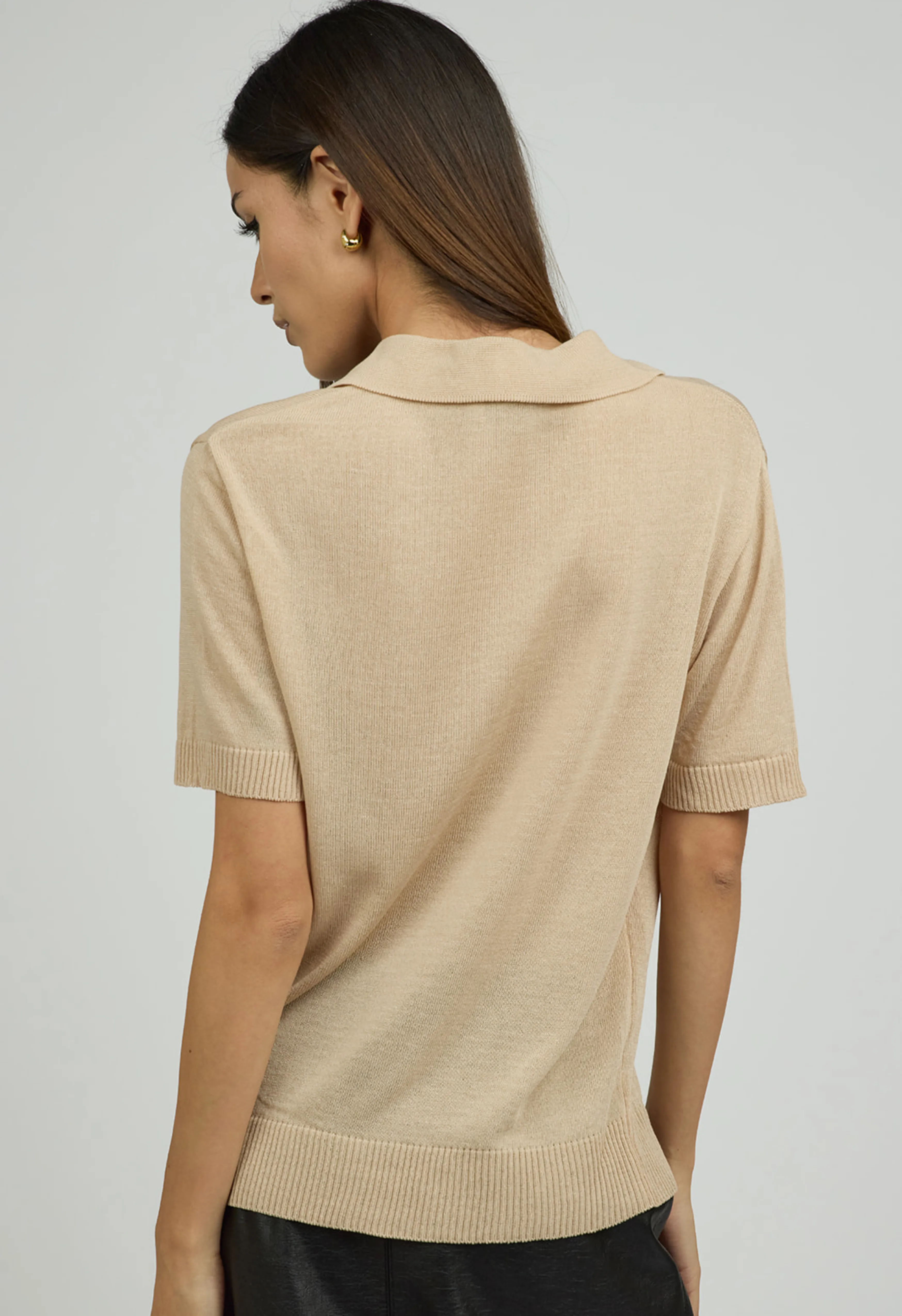 Helen Knit Polo in Beige