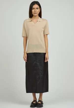 Helen Knit Polo in Beige