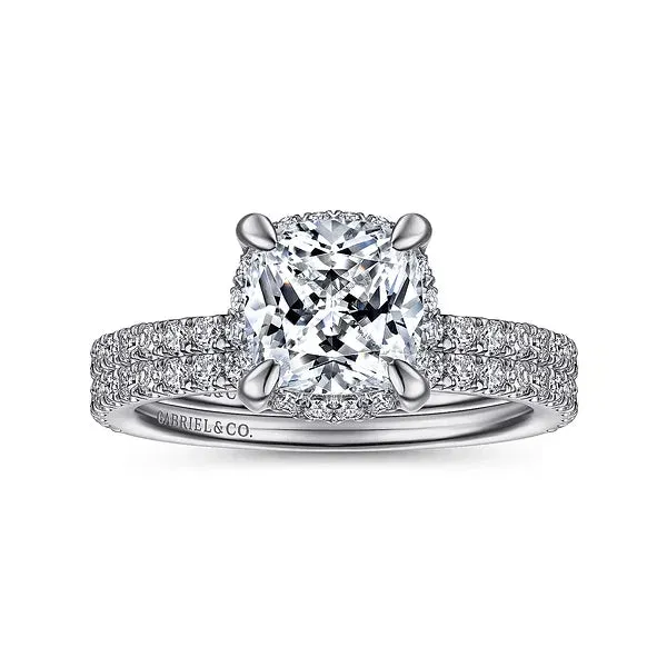 Hidden Halo Cushion Cut Diamond Engagement Ring Mounting