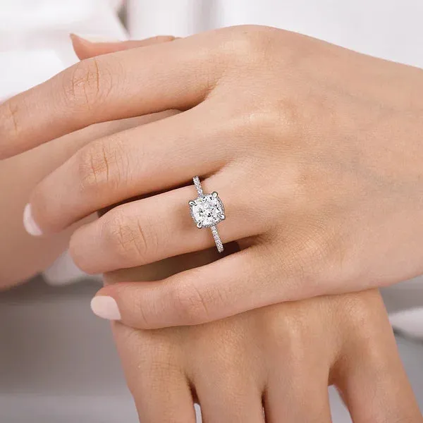 Hidden Halo Cushion Cut Diamond Engagement Ring Mounting