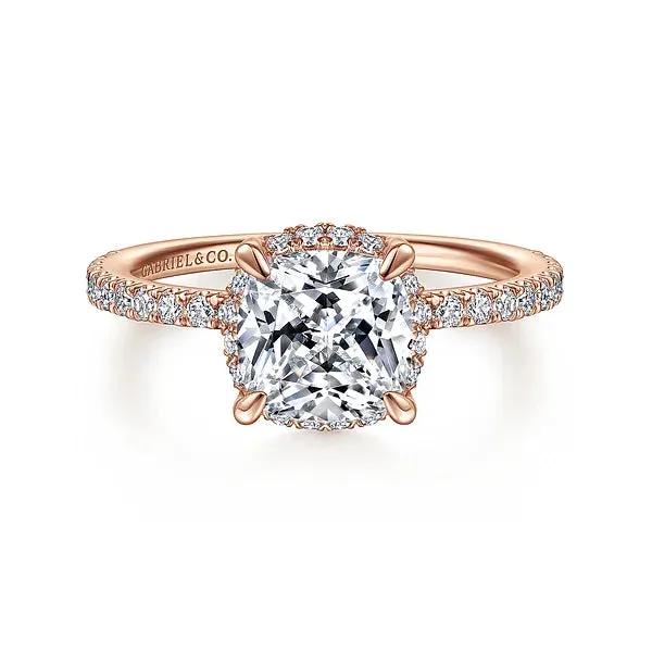 Hidden Halo Cushion Cut Diamond Engagement Ring Mounting